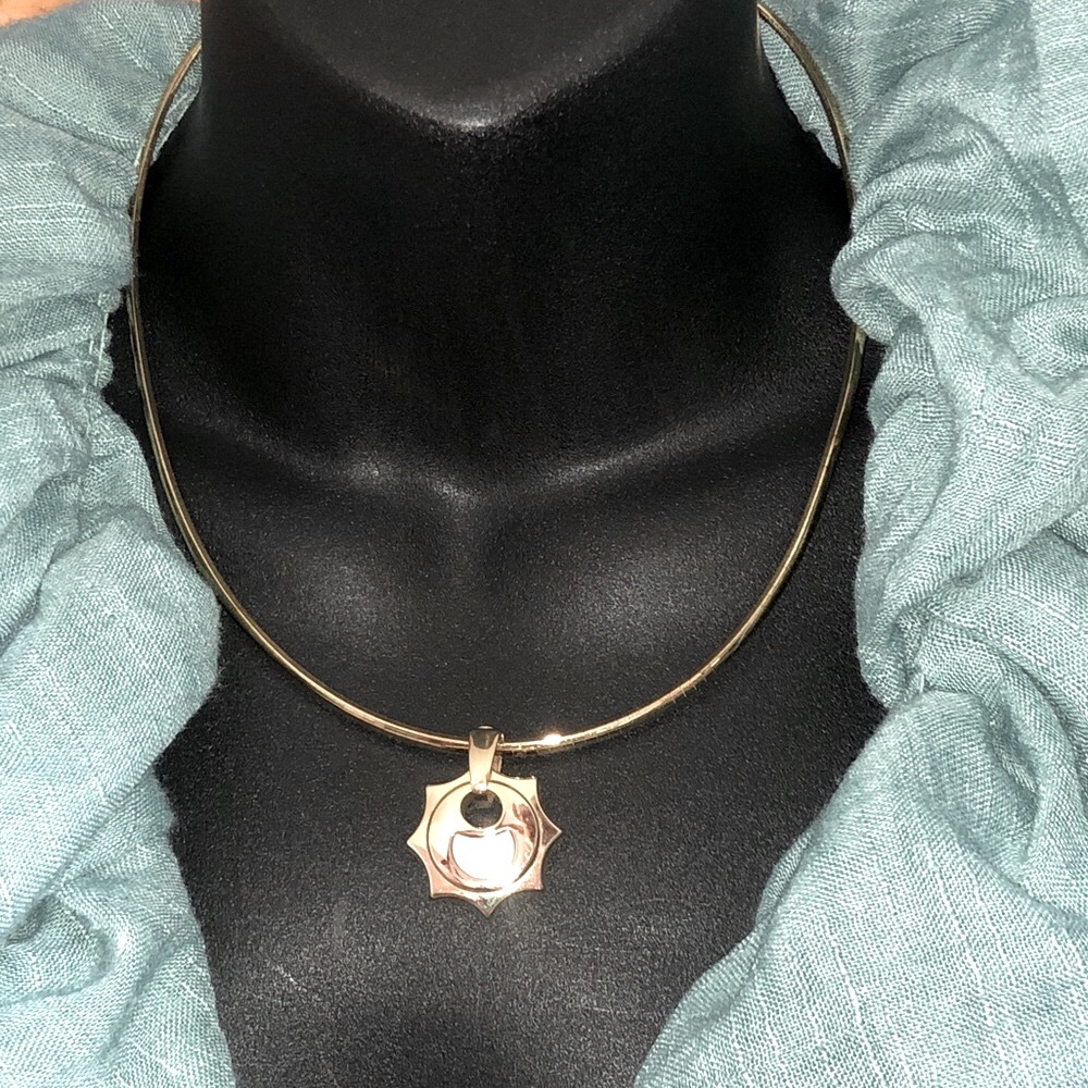 Genuine 14K Yellow White Gold Italy XL Reversible Sun Moon Pendant for Necklace